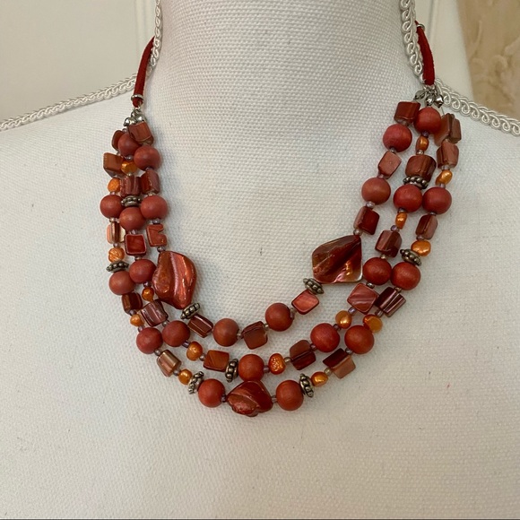 Red Jasper Layered Beaded Necklace - Picture 1 of 7